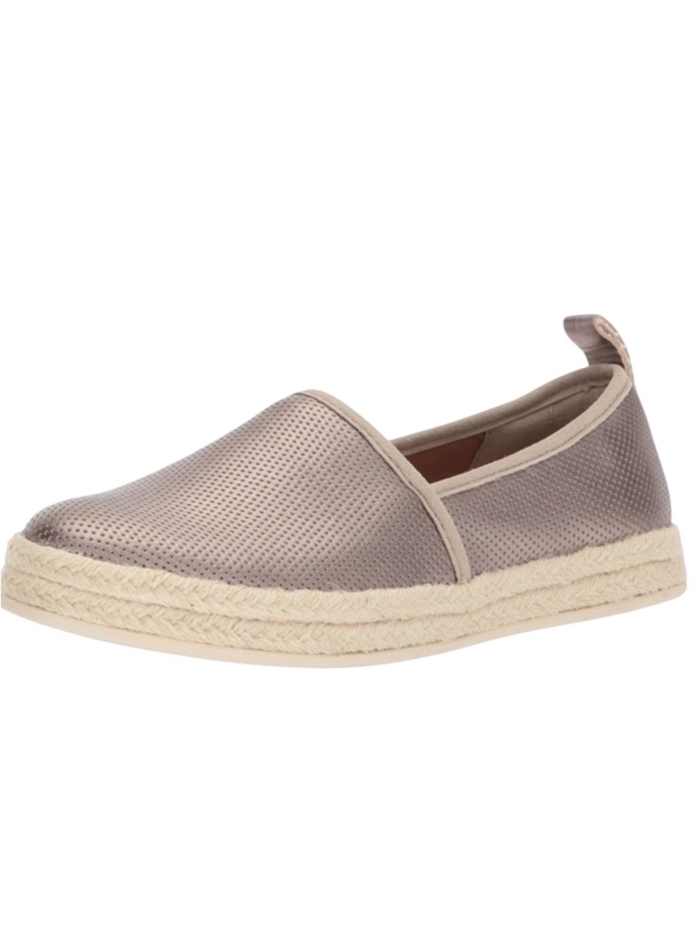 Clarks Azella Revere Metallic Pewter Leather Espadrilles Size 8